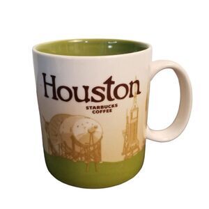 Starbucks Coffee Mug Green‎ White Cup Houston 2012 Collectible